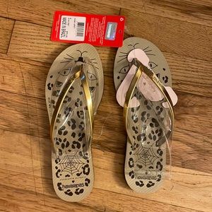 New with tags and box. Havaianas and Charlotte Olympia collab flip flops.